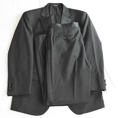 Pronto Uomo 42L 36x32 Black 100% Wool Mens Formal Prom Jacket Pants Tux Tuxedo - Image 1 of 4