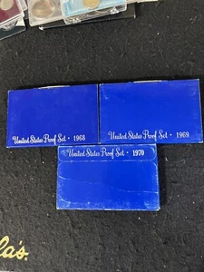 1970, AND 1968 Proof, 1969 Proof US Treasury THREE PROOF Sets As Shown - Picture 1 of 9