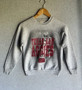 Vintage Fruit Of The Loom Texas A&M Gray Sweatshirt Kids 14-16 - Picture 1 of 11