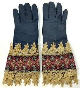 Leather Gloves Made for Renaissance Faires Cosplay Theater Medieval Ladies Sz M - Picture 1 of 6