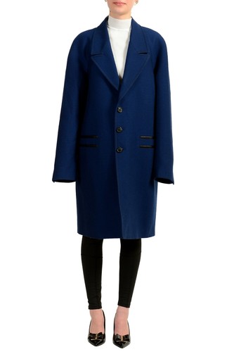 Versace cappotto donna blu scuro lana con bottoni US 2XL IT 48