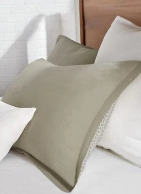 DKNY Pure Voile Standard Sham Crinkle Texture Beige/ Khaki - Image 1 of 2