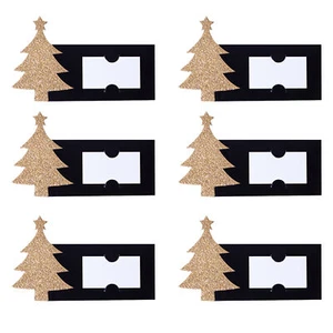 Cartoline Per Albero In Oro Glitterato 6 Pezzi Per La Tavola Di Natale - Foto 1 di 1