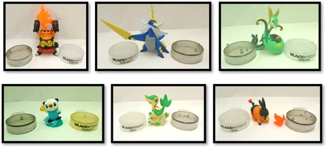 Vintage Pokemon Black and White Figures with 2 Stands Promo Bottle Cap Cover