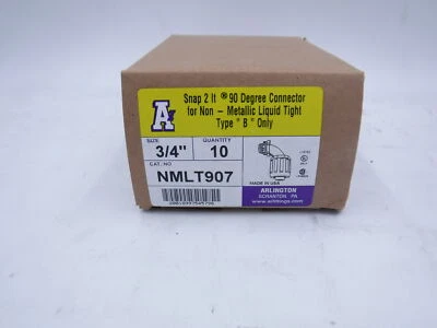 Paquete de 10 conectores de conducto flexible no metálico herméticos líquidos de 3/4" 90 grados Foto 1 de 2