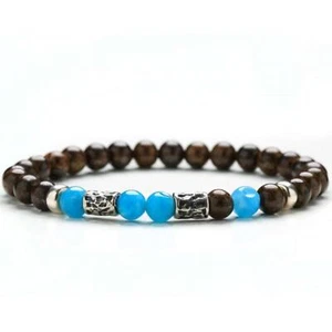 Bracciale Unisex GERBA 273 Elastico con Pietre Naturali e Argento 925 - Picture 1 of 2
