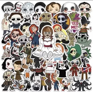 50 süße Chibi Anime wasserdichte Horrorfilm Aufkleber Halloween Jason Chucky - Bild 1 von 6