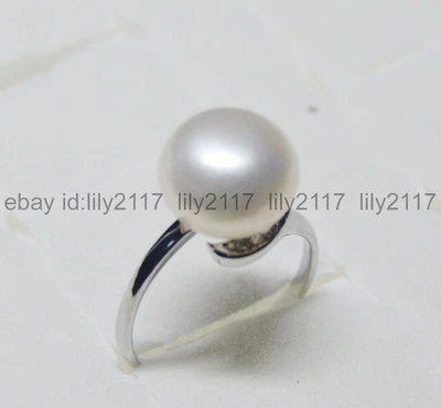 Anillos de apertura de plata de perlas naturales blancas blancas del Mar del Sur enormes de 12-12,5 mm Foto 1 de 4