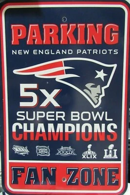 New England Patriots 5x SUPER BOWL CHAMPIONS Parking Sign SuperBowl LI DAMAGED - Image 1 of 3