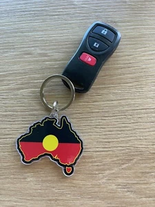 Aboriginal Flag Map Acrylic Keyring Double Sided Plus FREE STICKER INCLUDED - Picture 1 of 7