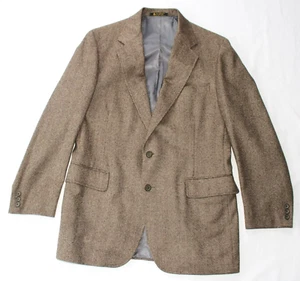 HICKEY FREEMAN Blazer HERRINGBONE Wool Men's 38 Regular 38R Brown USA vtg 80s - Picture 1 of 14