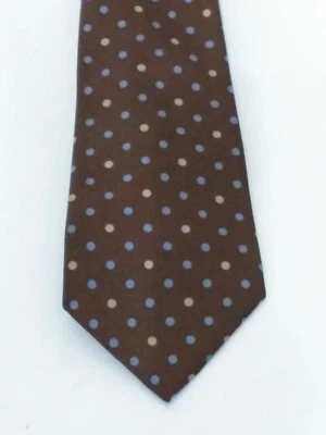 Corbata de poliéster Lanvin marrón lunares azules para hombre 56,5" Foto 1 de 3