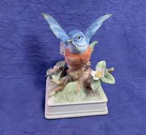 Vintage Porcelain Blue Bird Music Box Tundra Imports - Picture 1 of 5