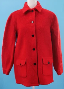 VTG Women's 50s 60s Red Wool Hudson's Bay Blanket Coat Sz S/M 1950s 1960s - Picture 1 of 14