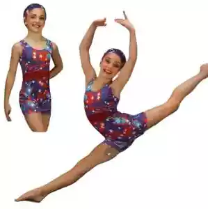 All American Dance Kostüm Biketard, Unitard, Turnanzug & Headwrap Größenwahl Neu - Bild 1 von 7