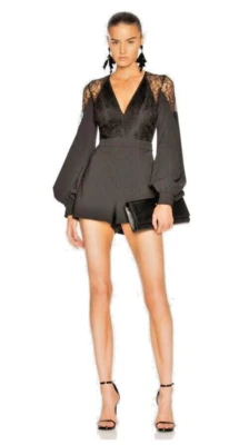 Alexis Betine连身裤黑色露背蕾丝蝴蝶结小号 — 第 1/4 张图片