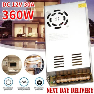 DC 12V 30A LED Driver 12 Volt 30 Amp Transformer 360 Watt 12Vdc Power Supply UK - Picture 1 of 22
