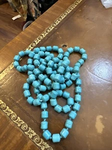 22” Strand Blue Howlite Drum Beads Necklace - Picture 1 of 1