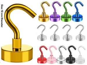 Confezione da 2/4 ganci magnetici resistenti supporto al neodimio set resistente Regno Unito taglia 12 mm - Foto 1 di 32