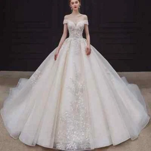 Luxury A-line Wedding Dress Sweetheart Neck Sleeveless Lace Applique Bridal Gown - Picture 1 of 15