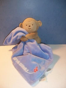 SECURITY BLANKET CARTER'S CHILD OF MINE CAPTAIN ADORABLE MONKEY BLUE /RATTLE EUC - Picture 1 of 4