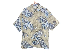 Caribbean Men's L Shirt Collar Button Up Short Sleeve Pocket Lightweight Floral - Picture 1 of 5