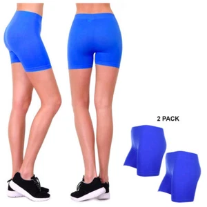 2 Pack Womens Biker Shorts Seamless Stretch Tight Yoga Spandex - Picture 1 of 1
