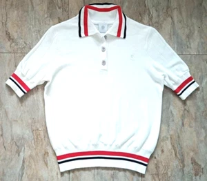 Bogner Premium Damen Polo Strick Pullover Kurzarm weiss rot schwarz Viskose 38 M - Bild 1 von 16