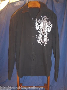 Victarious Button Down L Black Long Sleeve Shirt The True Faith - Picture 1 of 4