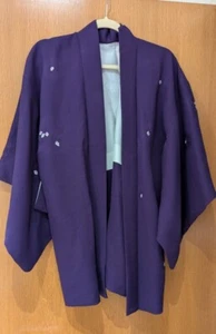 Purple Vintage Silk Japanese Haori Kimono Jacket - excellent condition - Picture 1 of 5