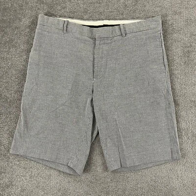 Shorts masculino THEORY tamanho 36 x 11" listrado azul branco casual verão cáqui liso - Imagem 1 de 4