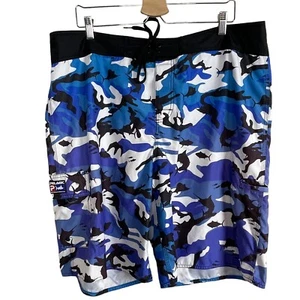 Pelagic Fish Camo Board Shorts Blue White Black Size 40 - Picture 1 of 6