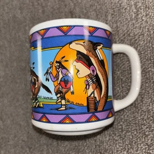 Native American Vintage Coffee Mug 12oz Wolf Artist Signed - Picture 1 of 6