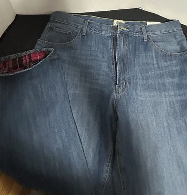 St Johns Bay flannel lined jeans NWT 38x34 red plaid lining relaxed fit winter - Image 1 of 4
