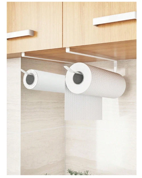 1pc Kitchen Paper Towel Rack Perforation-Free Wall Hanging Cabinet Hanging Rack - Image 1 of 1