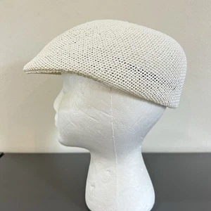 VTG Pendleton Straw Hat White Cabbie Newsboy Woven USA A176-701 Hipster Size M - Picture 1 of 12