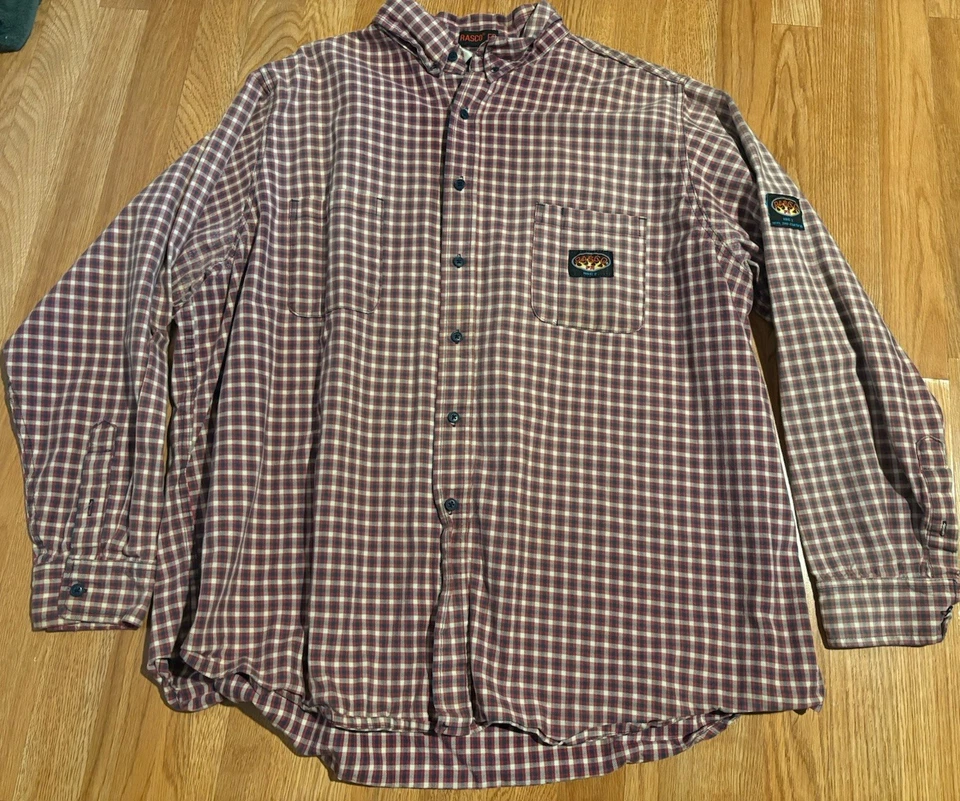 Rasco FR Red Plaid Denim Shirt Men’s 3XL Flame Resistant Long Sleeve Buttoned - Image 1 of 4