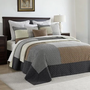 100% Cotton 120"x120" California King XL Bedspread Coverlet Quilt Set, Oversi... - Bild 1 von 9