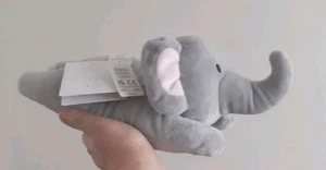 Baby Town Grey Elephant Comforter Plush Soft Toy Lying Down Pink Ears  BNWT - Picture 1 of 7