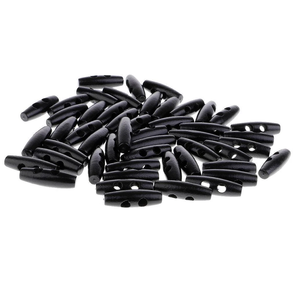 50 PCs wood button gag lock with 2 hole bores for tinkering, sewing - Image 1 of 1