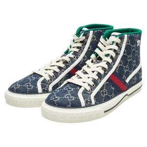 Tenis de lona Gucci GG 1977 zapatillas altas talla 8+ lona verde marino para hombre - Imagen 1 de 7