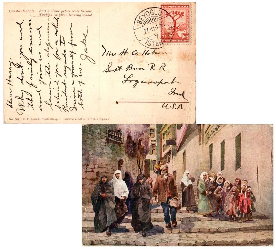 Pavo 7 1/2k Olivo 1931 Beyoglu, Estambul PPC (Constantinopla - Ch Turco Foto 1 de 1