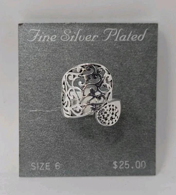 Brand New Fine Silver Plated Filigree Ring Women’s Size 6 Marked MC - Image 1 of 4