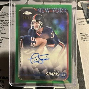 Autógrafo refractor verde Phil Simms cromado Topps 2024 38/99 automático #/99 Giants - Imagen 1 de 4