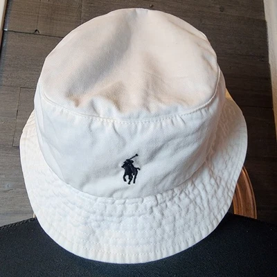 Polo Ralph Lauren White Bucket Hat Vintage Preppy 90s Golf Classic Unisex S/M - Image 1 of 4