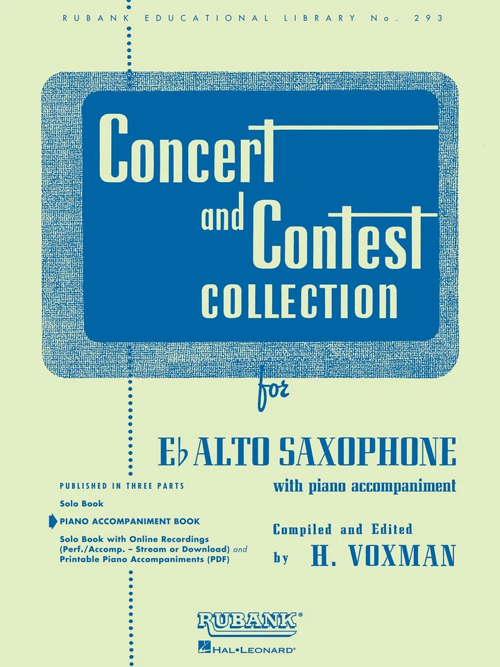 Concert & Contest Collection for Eb Alto Saxophone Solo Piano Music Rubank Book - Image 1 of 1