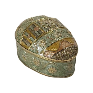 Bay Studio Enameled EGG Metal Magnetic Trinket Box Golf Cloisonne Easter Decor - Picture 1 of 11