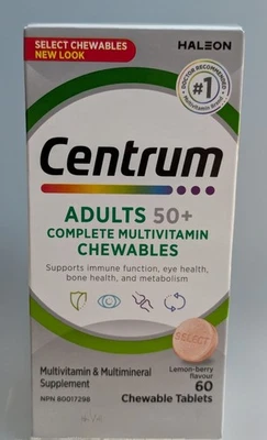 Centrum MUJER/HOMBRE 50+ Multivitamínico 60 Comprimidos Masticables, Nuevo Look, Exp: 2026/12 Foto 1 de 3