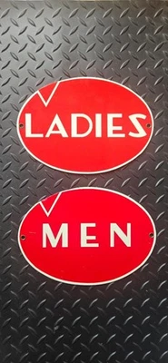 Letreros de baño de metal ovalados Conoco auténticos y originales para hombres y mujeres Foto 1 de 3