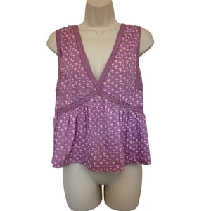 Lucky Brand Cropped Babydoll Häkel Schößchen Tank Top Boho Y2K Festival Gr. L - Bild 1 von 8